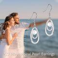 wholesale 925 Sterling Silver Freshwater Pearl Double Circle Drop Leverback Earrings-0-3