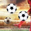 wholesale 925 Sterling Silver Soccer Ball Stud Earrings Black White Enamel Football Jewelry-0-4