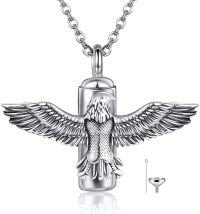 wholesale 925 Sterling Silver Cremation Urn Keepsake Pendant with Hawk Design - Memorial Ashes Holder Jewelry for Men & Women (Gift Set)-eagle urn