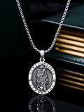 wholesale 925 Sterling Silver Santa Muerte Triple Moon Witch Knot Skull Cowboy Pendant Necklace-0-1