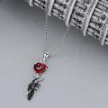 wholesale 925 Sterling Silver Red Rose Skeleton Hand Pendant Necklace Gothic Jewelry for Women Birthday Gifts-0-2