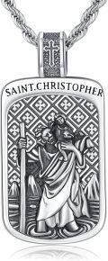 wholesale 925 Sterling Silver St Christopher Pendant Necklaces for Men Women Catholic Christian s 47cm Chain Length-0-0