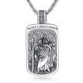 wholesale 925 Sterling Silver St Christopher Pendant Necklaces for Men Women Catholic Christian s 47cm Chain Length-0-0