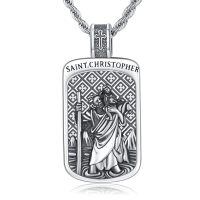 wholesale 925 Sterling Silver St Christopher Pendant Necklaces for Men Women Catholic Christian s 47cm Chain Length-02 Saint Christopher
