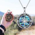 wholesale 925 Sterling Silver Abalone Shell Triple Moon Goddess Compass Pendant Necklace for Men & Women Norse Viking Pagan  Idea-0-1