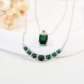 wholesale 925 Sterling Silver Green Emerald & White Topaz Pendant Necklace for Women Gifts-0-2
