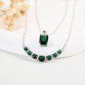 wholesale 925 Sterling Silver Platinum Plated Green Zircon Emerald Cut Drop Pendant Necklace For Women-0-2