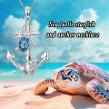 TOUPOP Sterling Silver Dolphin Mermaid Turtle Starfish Anchor Ocean Pendant Necklace-0-3