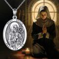 wholesale 925 Sterling Silver Saint Brigid Oval Pendant Necklace-0-2