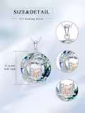 TOUPOP Sterling Silver Blue Crystal Mothers And 3 Children Family Tree Pendant-0-2