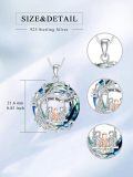 TOUPOP Sterling Silver Blue Crystal Mothers And 3 Children Family Tree Pendant-0-2