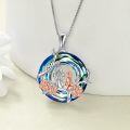 wholesale 925 Sterling Silver Blue Crystal Mother & Child Pendant with Pink Roses - Perfect Gift for Mom-0-4