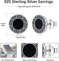 wholesale 925 Sterling Silver Black Onyx Round Gothic Stud Earrings for Women and Men 6mm-0-1