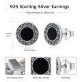 wholesale 925 Sterling Silver Black Onyx Round Gothic Stud Earrings for Women and Men 6mm-0-1