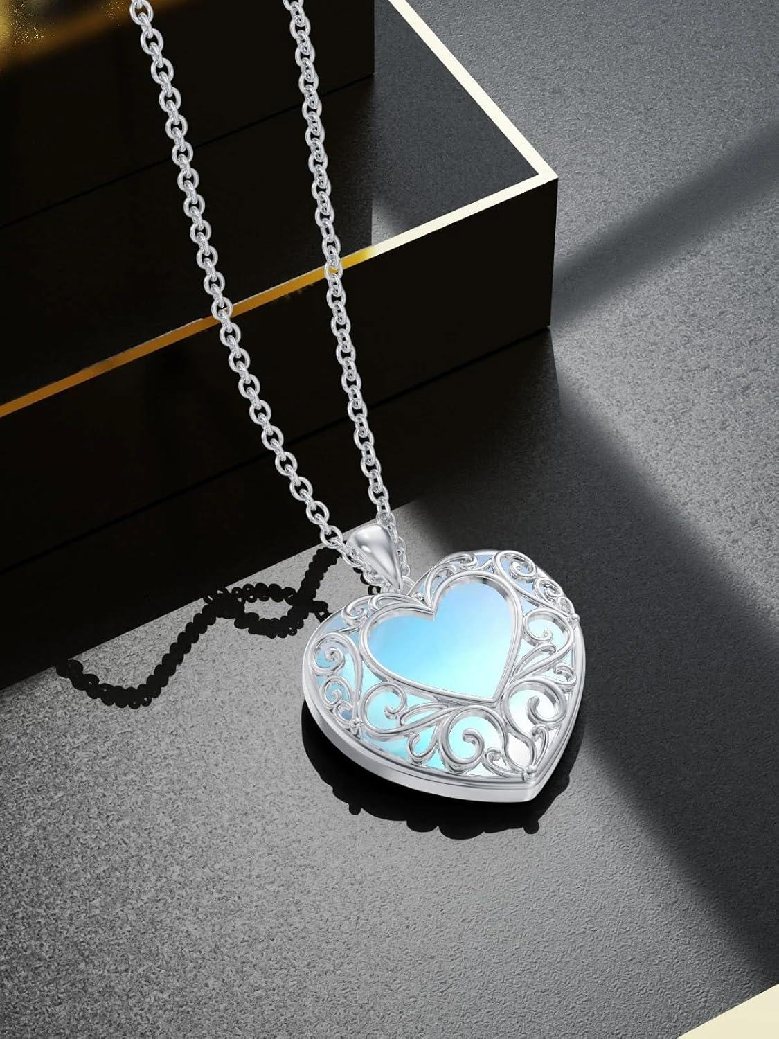 Sterling Silver Moonstone Opal Moss Agate Pendant Necklace-0-3