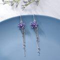 wholesale 925 Sterling Silver Cubic Zirconia Drop Earrings w/Flower & Butterfly Charm-0-1