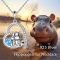 wholesale 925 Sterling Silver Highland Cow Heart Pendant Necklace with Cubic Zirconia Gifts for Women Animal Lovers-0-4