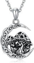 wholesale 925 Sterling Silver Gothic Skull Moon Pendant Necklace Satan Lilith Gift-0-0