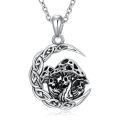 wholesale 925 Sterling Silver Gothic Skull Moon Pendant Necklace Satan Lilith Gift-0-0