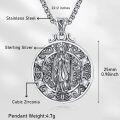 wholesale 925 Sterling Silver Virgin Mary Pendant with Cubic Zirconia and Scrollwork Design - Religious Jewelry for Women & Men -0-4