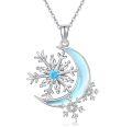 wholesale 925 Sterling Silver Snowflake Moon Pendant Necklace s for Women-0-0