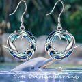 wholesale 925 Sterling Silver Blue Crystal Dolphin Circle Drop Earrings for Women Girls Mom  4cm Long-0-4