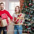 wholesale 14K Gold Sideways Faith Cross Heart Charm Bracelet for Women-0-1