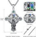 wholesale 925 Sterling Silver Virgin Mary Cross Necklace with Abalone Shell and Celtic Knots - Religious Jewelry for Women & Men -0-2