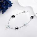 wholesale 925 Sterling Silver Black Enamel Dog Cat Pet Lover Footprint Charm Bracelet Gifts for Her Wife Girlfriend Daughter Mom Sister Aunt Niece-0-2