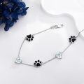 wholesale 925 Sterling Silver Paw Print Bracelet With Heart-shaped Crystals-0-2