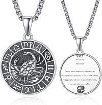 wholesale 925 Sterling Silver Cancer Zodiac Sign Necklace for Men - Astrology s-Cancer-Silver-Cancer Silver