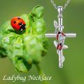 wholesale 925 Sterling Silver Ladybug Cross Pendant Necklace with Chain for Women-0-5