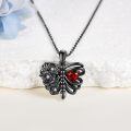 wholesale 925 Sterling Silver Butterfly Black Rose Heart Pendant Necklace Gothic s for Women Halloween Accessories-0-2