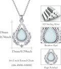 wholesale 925 Sterling Silver Teardrop White Fire Opal Pendant Necklace for Women-0-1