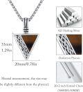 wholesale 925 Sterling Silver Triangular Viking Pendant with Tiger's Eye Stone and Intricate Knotwork Design-0-4