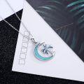 wholesale 925 Sterling Silver Palm Tree in Crescent Moon Pendant with Turquoise and Opal Crystals-0-4