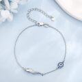 wholesale 925 Sterling Silver Evil Eye Bracelet with Italian Horn Blue Evil Eye Good Luck Jewelry for Women-0-4