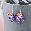 wholesale TOUPOP Birth Flower Earrings 925 Sterling Silver 12 Month Floral Earrings Birthstone Crystal Jewelry Birthday Christmas Gifts For Women -0-4