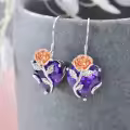 TOUPOP Sterling Silver Crystal Birth Flower Earrings 12 Month Floral Jewelry Gifts-0-4