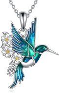 wholesale 925 Sterling Silver Hummingbird Flower Pendant Necklace for Women Gifts-0-0