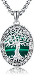 wholesale Sterling Silver Greek Key Tree of Life Pendant Necklace for Women Men-0-0