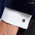 wholesale 925 Sterling Silver Cufflinks Celtic Knot Four Leaf Clover Green Enamel Gun Black Plated-0-1