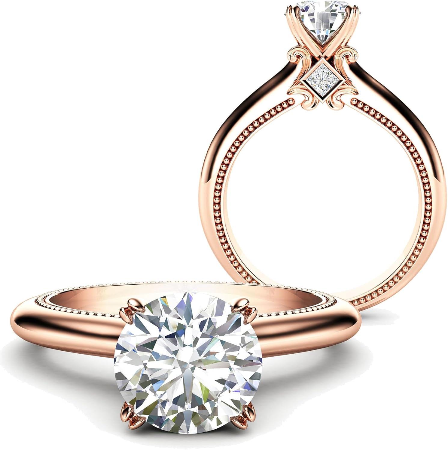925 Sterling Silver Moissanite 1ct Round Cut Women s Wedding Engagement Promise Rings-0-0