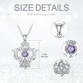 wholesale 925 Sterling Silver Purple Amethyst Scottish Thistle Celtic Knot Pendant Necklace s for Women-0-2