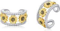 wholesale 925 Sterling Silver Sunflower Filigree Open Hoop Earrings for Women and Men-Sunflower
