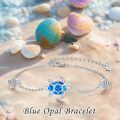 wholesale 925 Sterling Silver Blue Fire Opal Sea Turtle Shell Charm Bracelet for Women 7-8 Adjustable Chain Hypoallergenic Gift Boxed-0-3