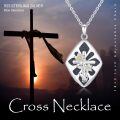 wholesale 925 Sterling Silver Flower Pendant with Blue Stone and Gold Accents Necklaces for Women/Men-0-2