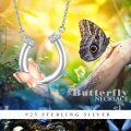 wholesale 925 Sterling Silver Horseshoe & Rose Gold Butterfly Pendant Necklace for Women Gifts for Her Valentines Day Jewelry-0-4