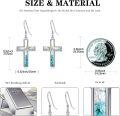 wholesale 925 Sterling Silver Turquoise Mountain Cross Drop Earrings for Women-0-3