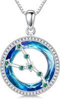 wholesale 925 Sterling Silver Blue Crystal Star Constellation Pendant Necklaces for Women Astrology Gifts-0-0
